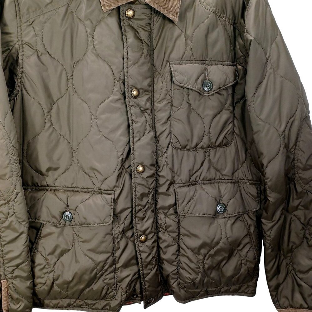 Chore Coat Grayers Andrew Quilted Jacket Mens Large Olive Green Corduroy Collar - Picture 15 of 16